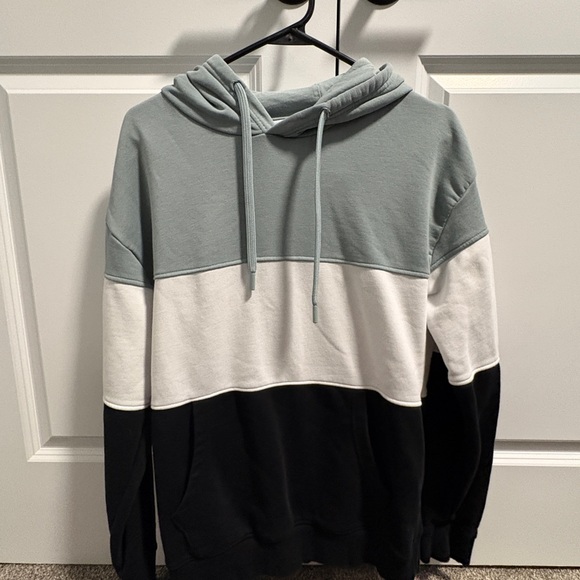 Denim & Flower Other - Denim & Flower Colorblock Hoodie - pale green, White, and Black